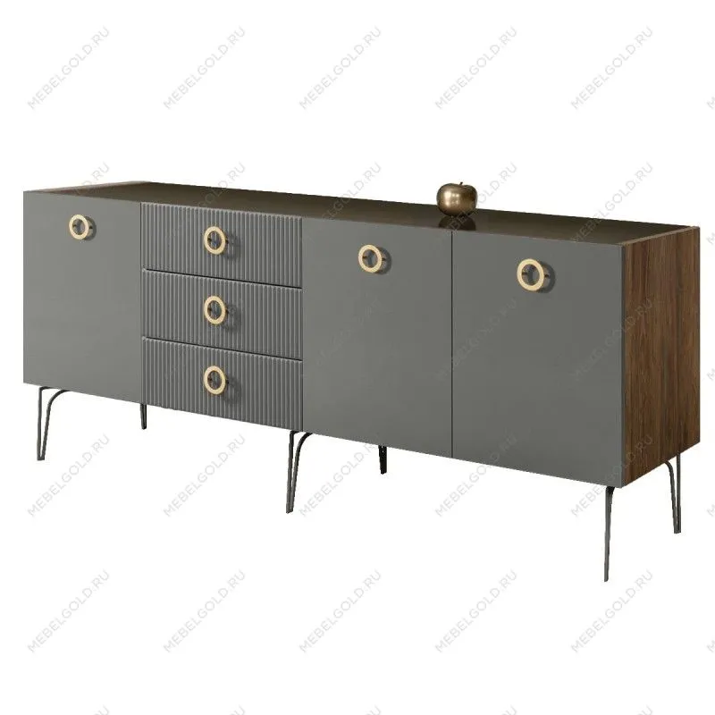 Комод 2.1м Bogemia Woodline Fi (Серый) (Lakobel/Золото) БМКМ-5