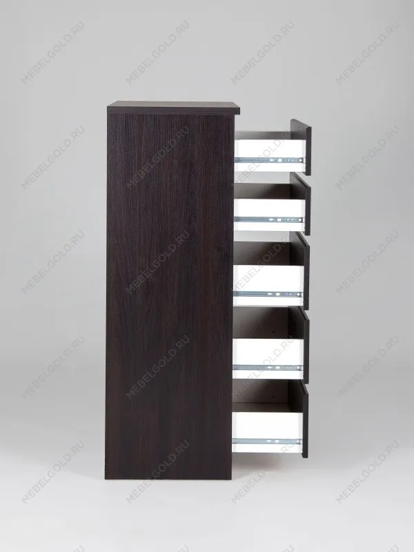 Комод Кастор, 5 ящиков, 65х40х112 см, черно-коричневый, дуб венге | изображение 10