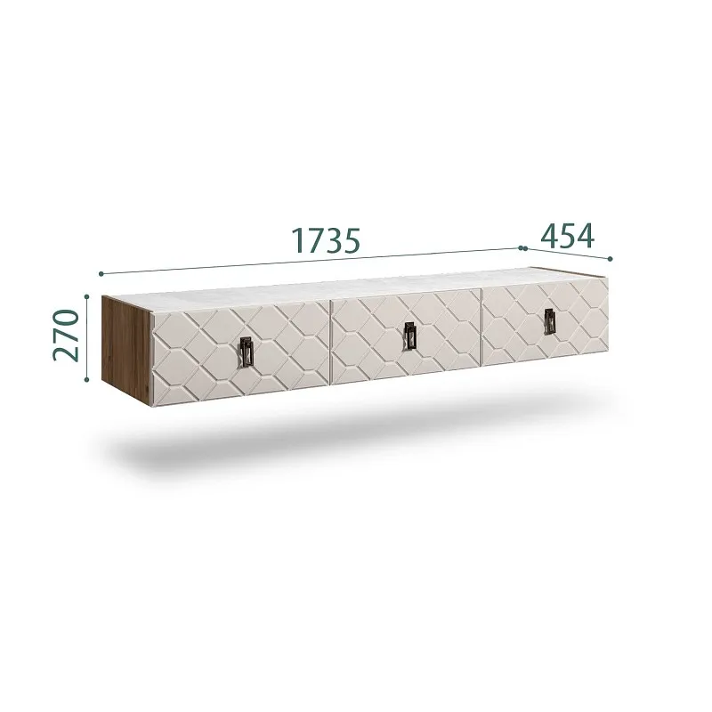Тумба телевизионная 1.6м Bogemia Woodline Fly Fa (Шелк) (Novabuk/Черный) БМТ-1