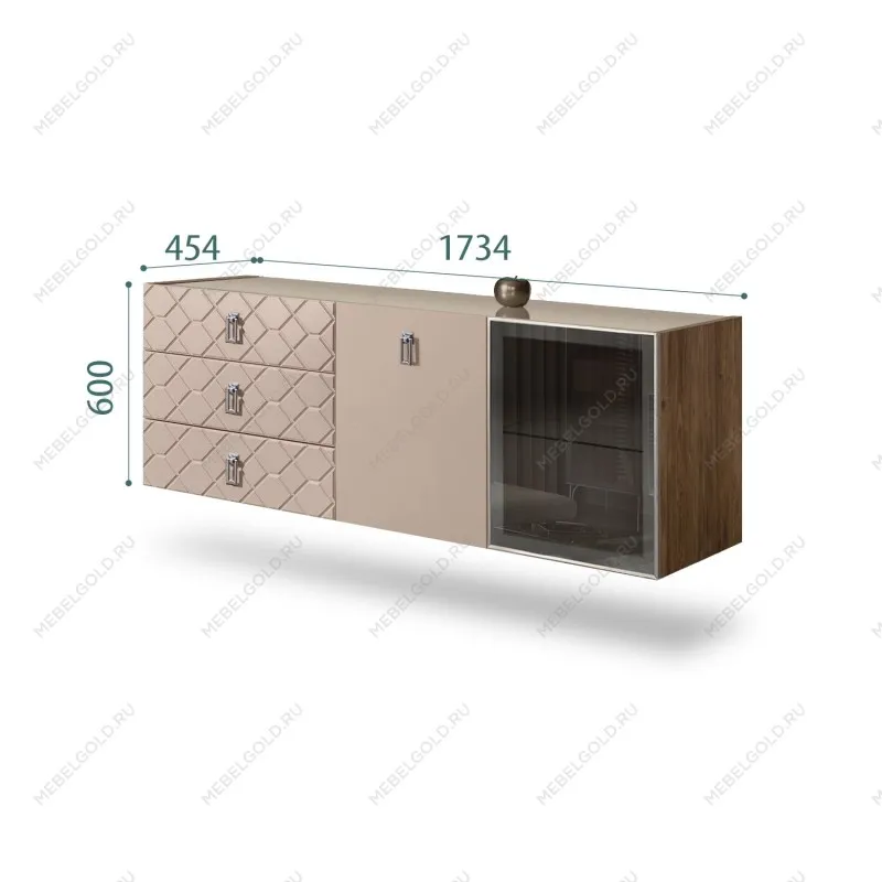 Комод 1.6м Bogemia Woodline Fly Fa (Мокка) (Lakobel/Хром) БМКМ-4[5][10]