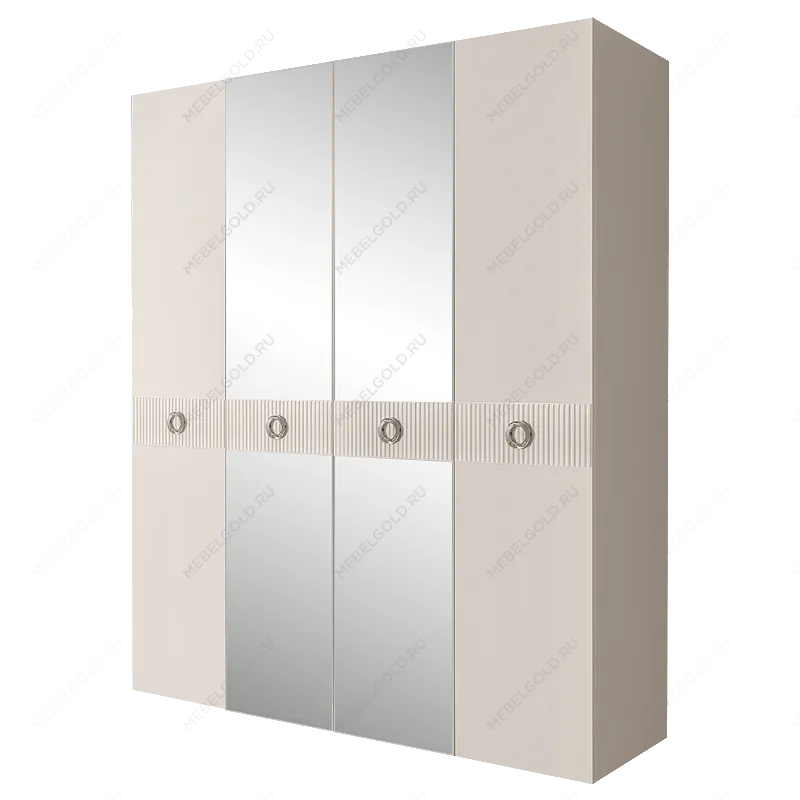 Шкаф 4-х дв. с зеркалами Bogemia Fillini (Слоновая кость/Хром) БМШ1/4(Fi)