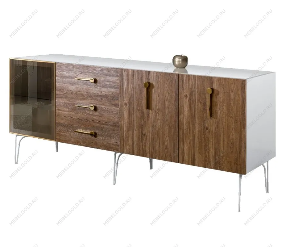 Комод 2.1м Bogemia Wood Wo (Белый) (Lakobel/Золото) БМКМ-5(Wo)[4]