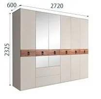 Шкаф 6-ти дверный с зеркалами, с ящиками, Bogemia Wood Fa (Шелк/Черный) БМШ1/61(Wo)