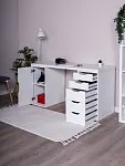 Стол письменный Ингар, с дверцей и 5 ящиками, 140x75x55, белый | изображение 4