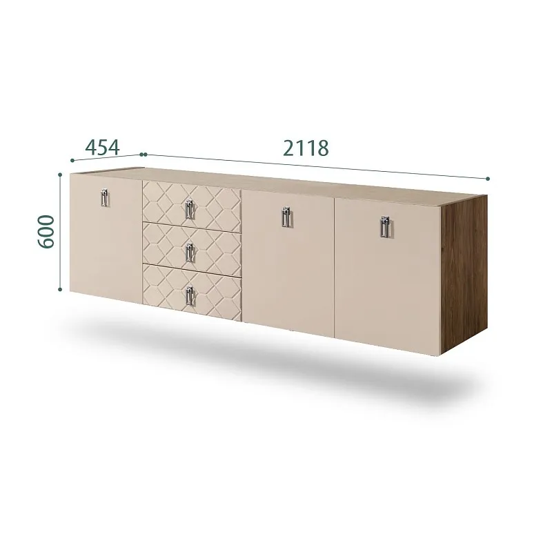Комод 2.1м Bogemia Woodline Fly Fa (Ваниль) (Novabuk/Хром) БМКМ-5