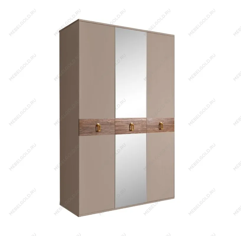 Шкаф 3-х дверный с зеркалом Bogemia Wood Fa (Мокка/Золото) БМШ1/3(Wo)