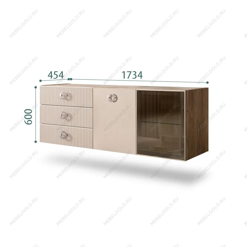 Комод 1.6м Bogemia Woodline Fly Fi (Ваниль) (Novabuk/Хром) БМКМ-4[5][10]