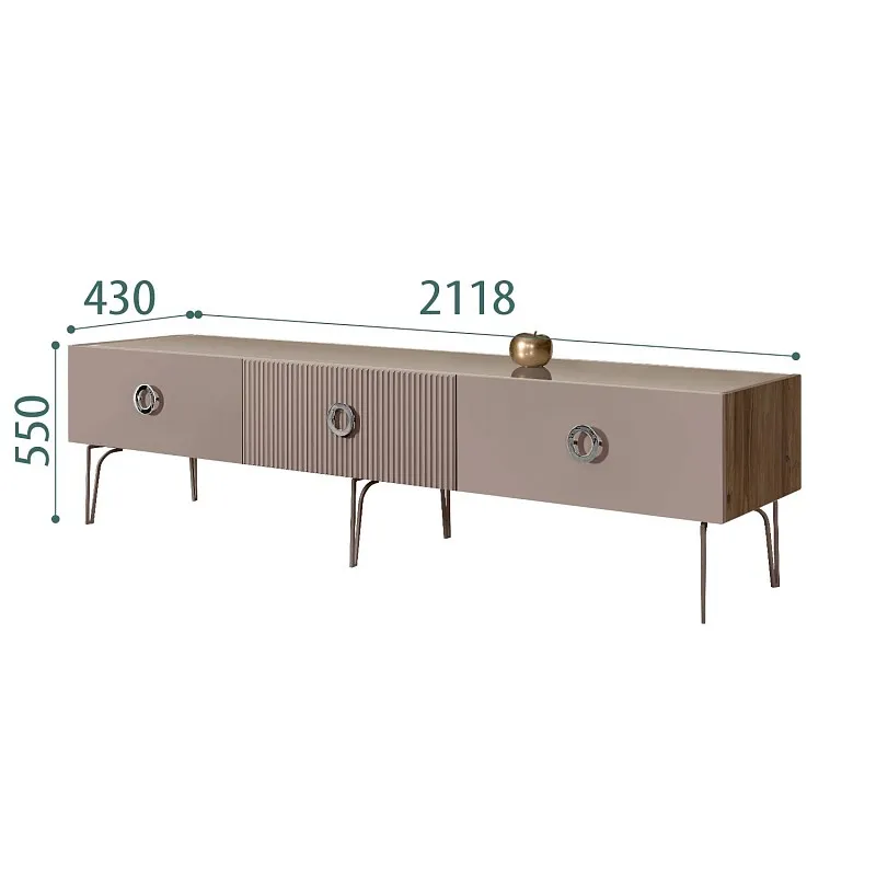 Тумба телевизионная 2.1м Bogemia Woodline Fi (Мокка) (Lakobel/Хром) БМТ-2[10]
