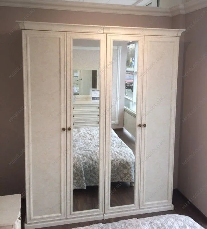 Шкаф Афина 4-дверный (1+2+1) с зеркалом крем корень | изображение 2