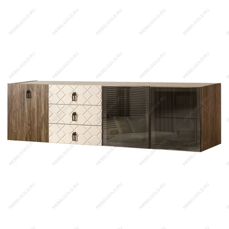 Комод 2.1м Bogemia Woodline Fly Wood Fa (Слоновая кость) (Novabuk/Черный) БМКМ-5[5][10]