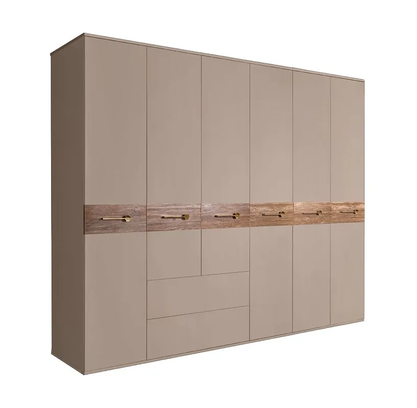 Шкаф 6-ти дверный с ящиками, Bogemia Wood Wo (Мокка/Золото) БМШ2/61(Wo)