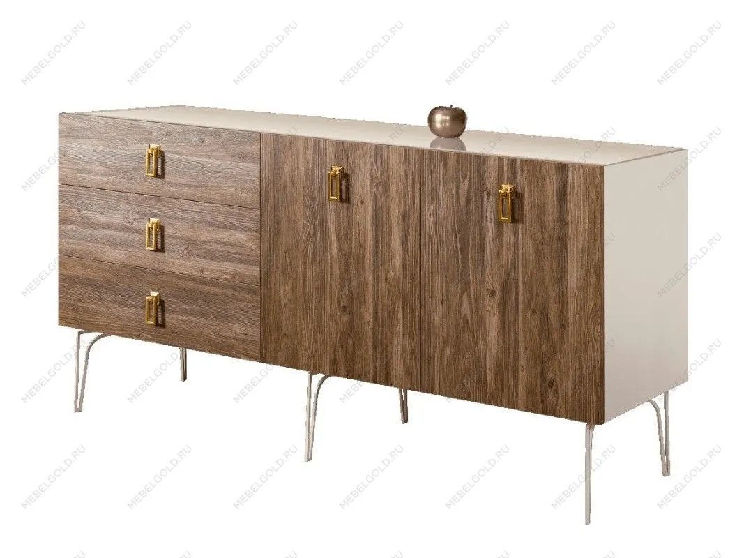 Комод 1.6м Bogemia Wood Fa (Слоновая кость) (Lakobel/Золото) БМКМ-4(Wo)
