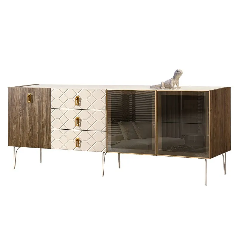 Комод 2.1м Bogemia Woodline Wood Fa (Слоновая кость) (Lakobel/Золото) БМКМ-5[5][10]