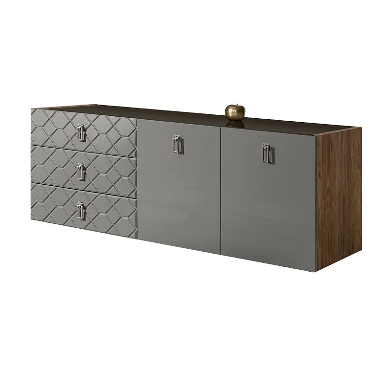 Комод 1.6м Bogemia Woodline Fly Fa (Серый) (Lakobel/Хром) БМКМ-4