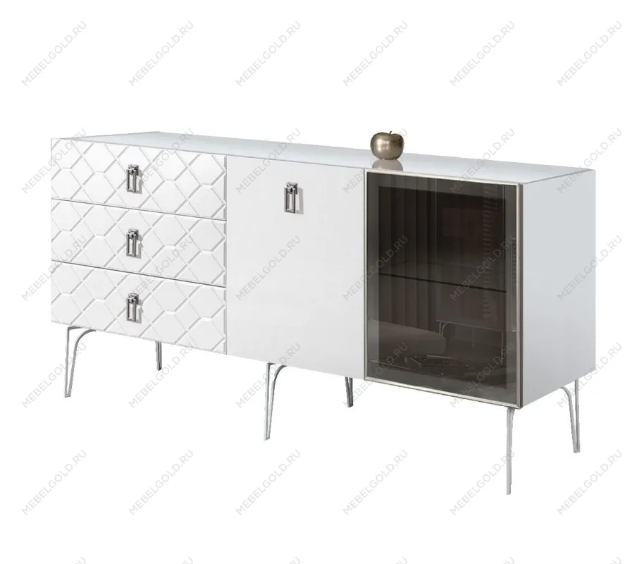 Комод 1.6м Bogemia Farfalle (Белый) (Lakobel/Хром) БМКМ-4(Fa)[5][10]