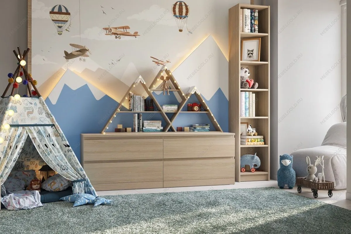 Комод Варма, 4 ящика, горизонтальный, 160х54х40 см, шпон натурального дерева, дуб беленый | изображение 7