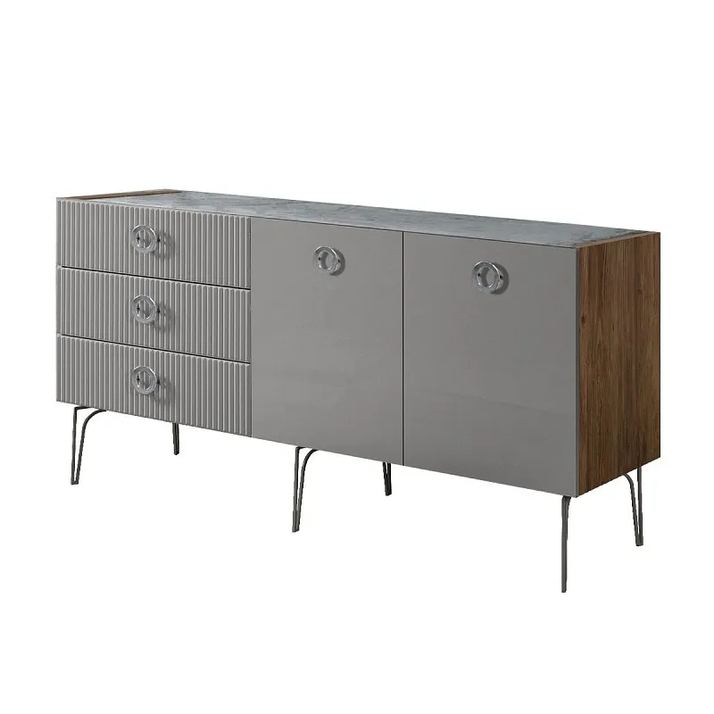 Комод 1.6м Bogemia Woodline Fi (Серый) (Novabuk/Хром) БМКМ-4