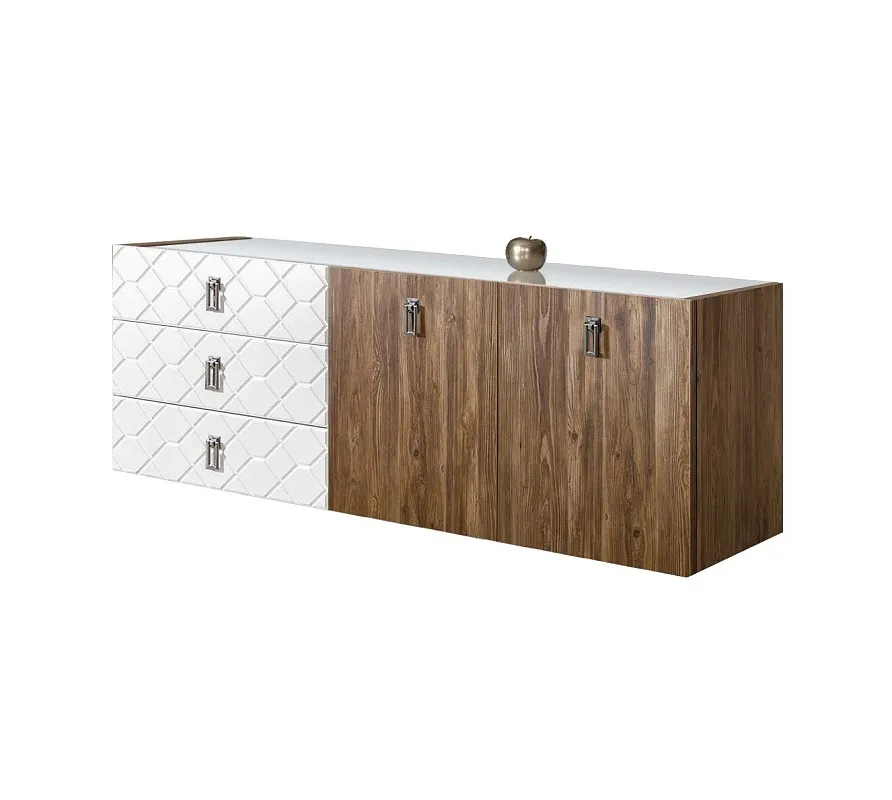 Комод 1.6м Bogemia Fly Wood Fa (Белый) (Lakobel/Хром) БМКМ-4