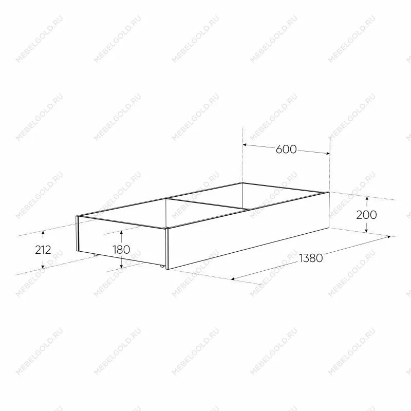 Ящик выкатной для кроватей СИРИУС, 138х60х20 см, черно-коричневый, дуб венге | изображение 3