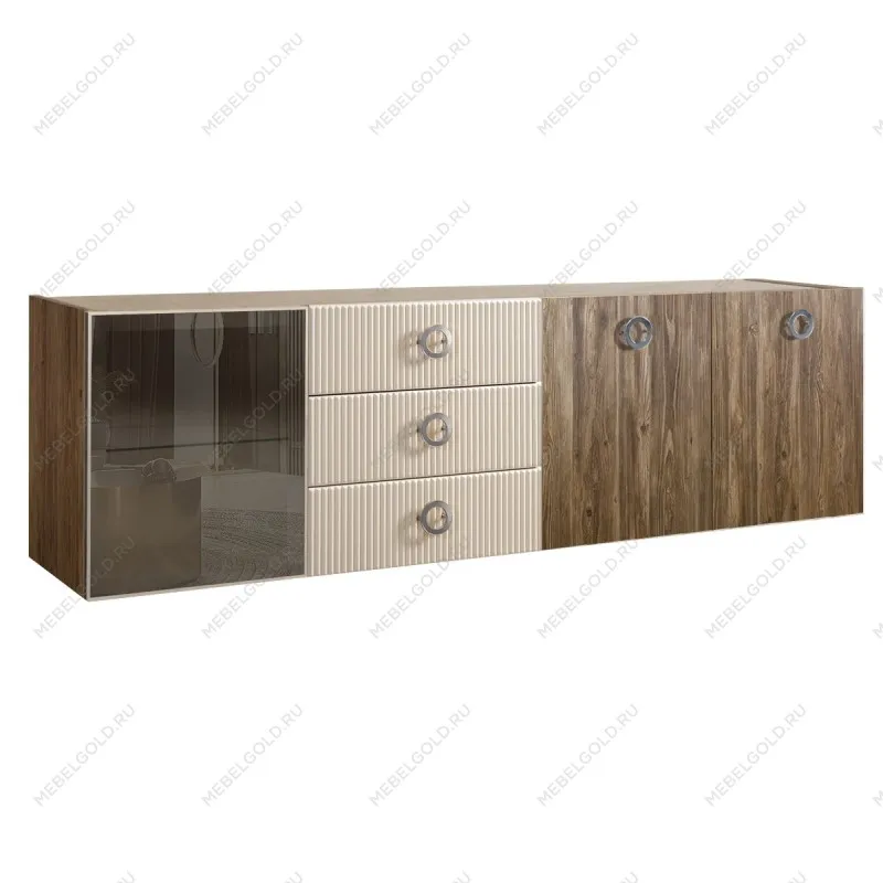 Комод 2.1м Bogemia Woodline Fly Wood Fi (Слоновая кость) (Novabuk/Хром) БМКМ-5[4]