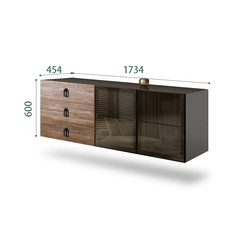 Комод 1.6м Bogemia Fly Wood Fa (Серый) (Lakobel/Черный) БМКМ-4[5]