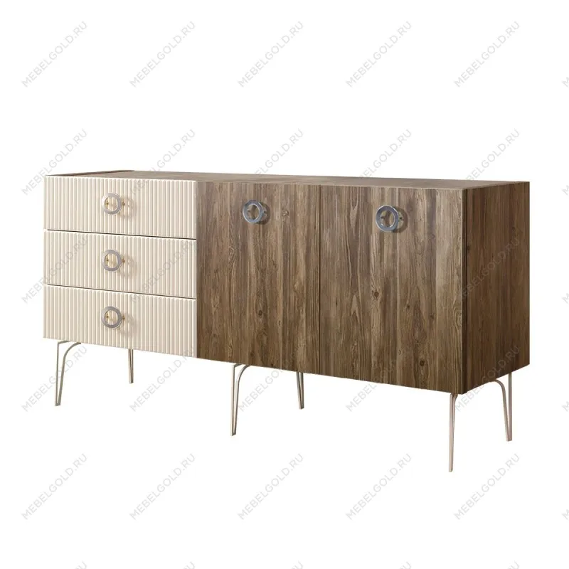 Комод 1.6м Bogemia Woodline Wood Fi (Слоновая кость) (Novabuk/Хром) БМКМ-4