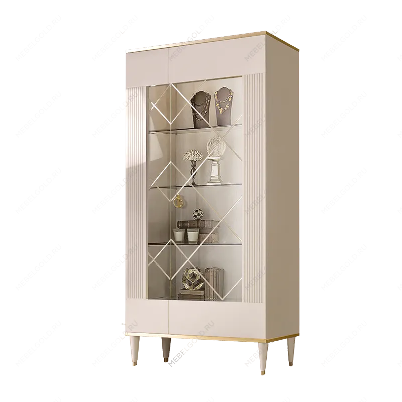 Витрина 2-ств. Римини СОЛО (Слоновая кость/Золото) (Правая) РМВ2-2С(s)