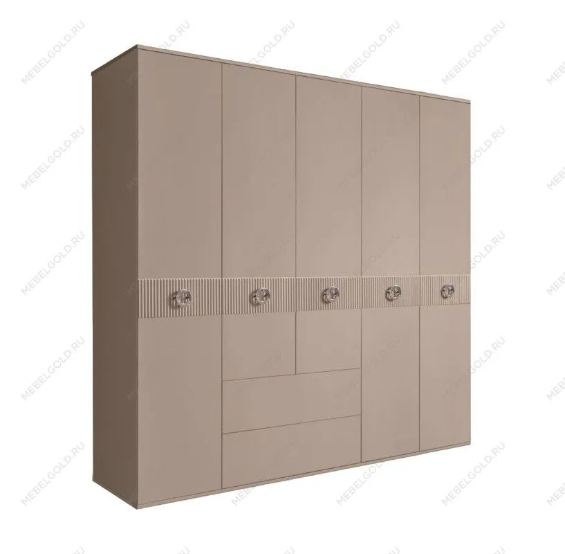 Шкаф 5-ти дверный с ящиками, Bogemia Fillini (Мокка/Хром) БМШ2/51(Fi)