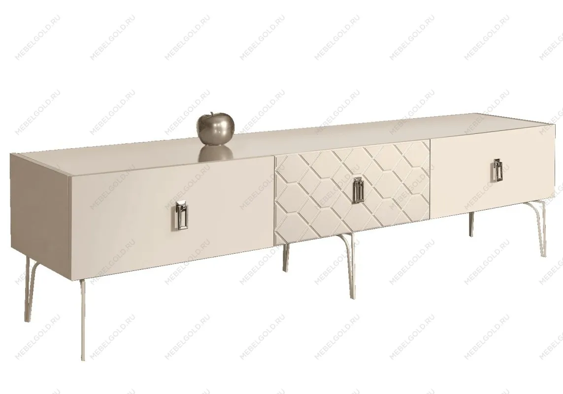 Тумба под телевизор 2.1м Bogemia Farfalle (Слоновая кость) (Lakobel/Хром) БМТ-2(Fa)[10]