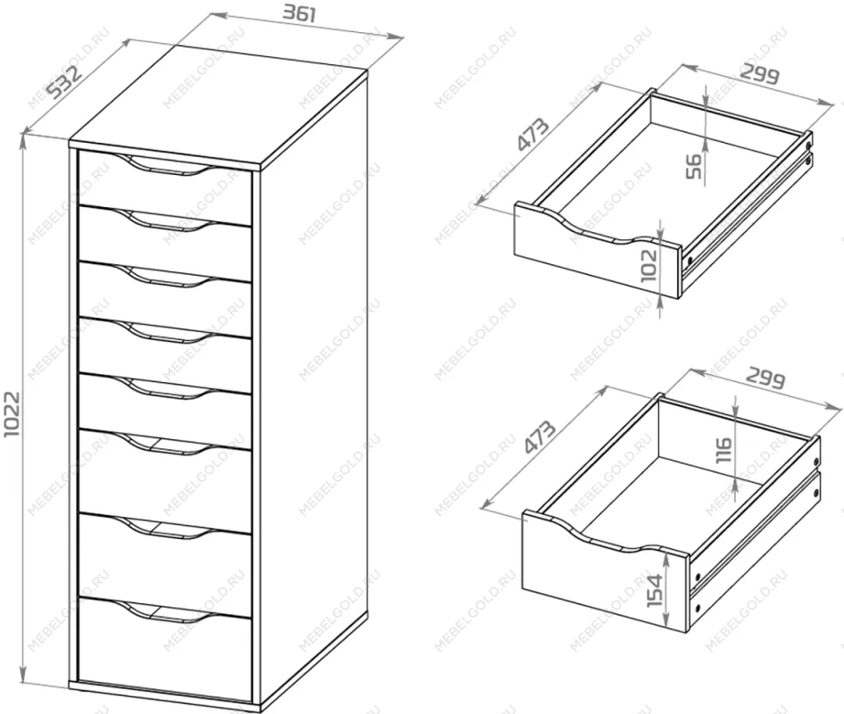 ИНГАР 8 комод 36x102x53, серо-бирюзовый | изображение 2