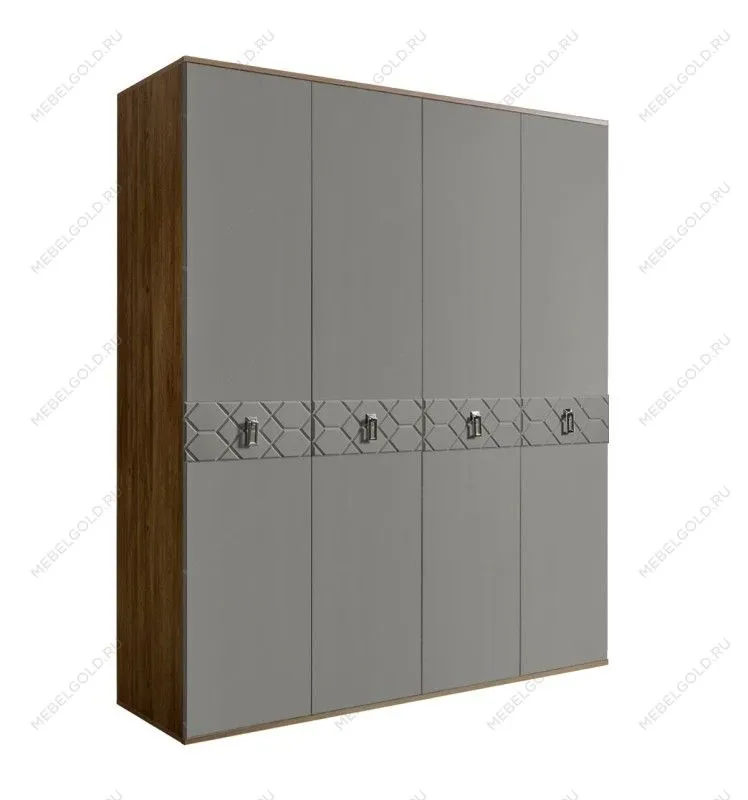 Шкаф 4-х дверный Bogemia Woodline Fa (Серый/Хром) БМШ2/4