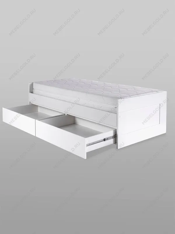Кровать раздвижная Сириус, с ящиками, 90х200/180х200 см, белая | изображение 12
