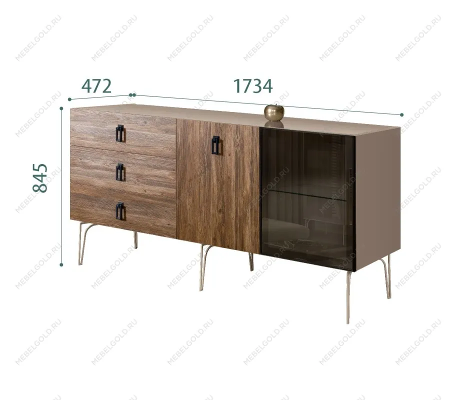 Комод 1.6м Bogemia Wood Fa (Мокка) (Lakobel/Черный) БМКМ-4(Wo)[5][10]