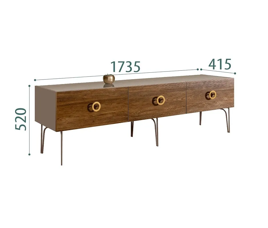 Тумба под телевизор 1.6м Bogemia Wood Fi (Мокка) (Lakobel/Золото) БМТ-1(Wo)