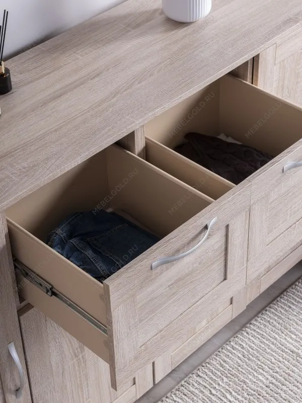 Тумба Сириус, 4 двери и 2 ящика, 156х41х95 см, дуб сонома | изображение 6