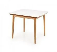 Стол обеденный Halmar BARRET раскладной (белый матовый/дуб лефкас)