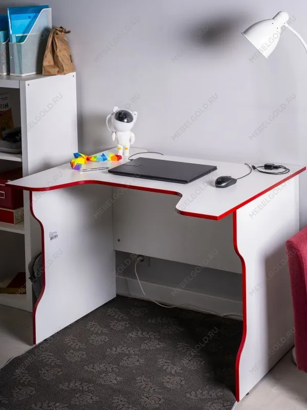 Стол компьютерный Вардиг, 100х75х82 см, белый/красный | изображение 4