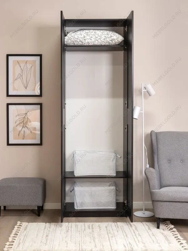 Шкаф Макс, 2 двери, 75х38х233 см, черно-коричневый, дуб венге | изображение 2