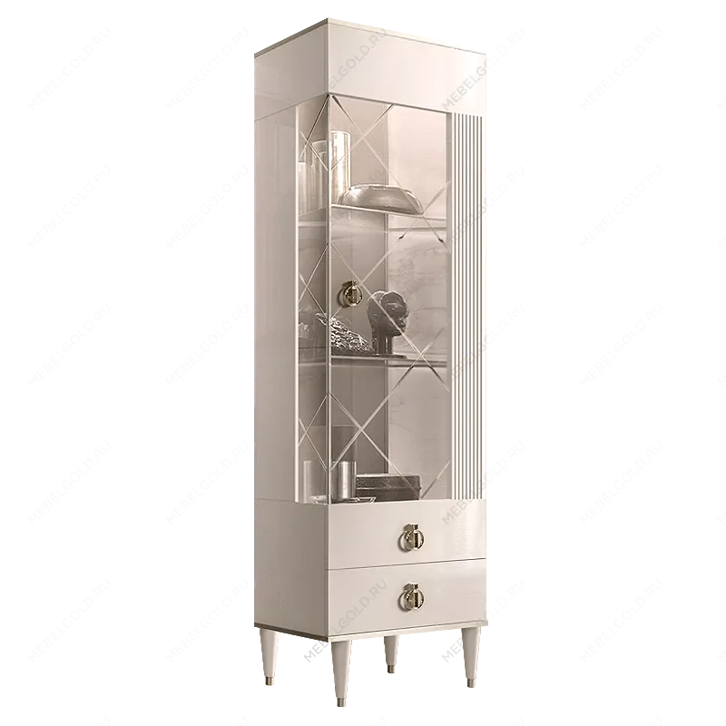 Витрина 1-ств. Римини СОЛО (Слоновая кость/Серебро) (Правая) РМВ1-1С(s)