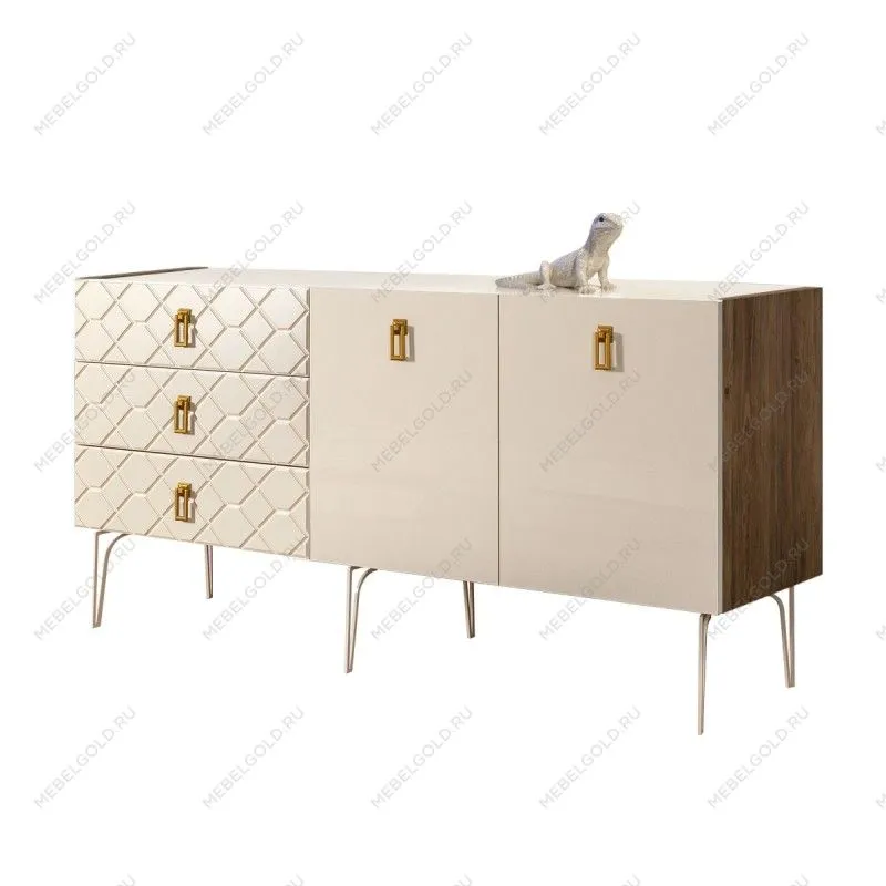 Комод 1.6м Bogemia Woodline Fa (Слоновая кость) (Lakobel/Золото) БМКМ-4