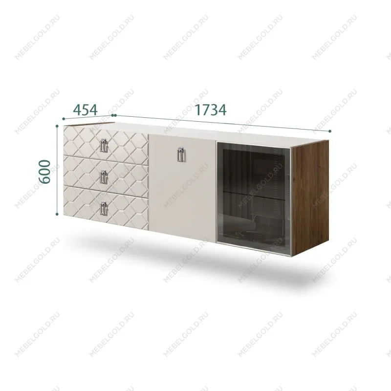 Комод 1.6м Bogemia Woodline Fly Fa (Шелк) (Novabuk/Хром) БМКМ-4[5][10]