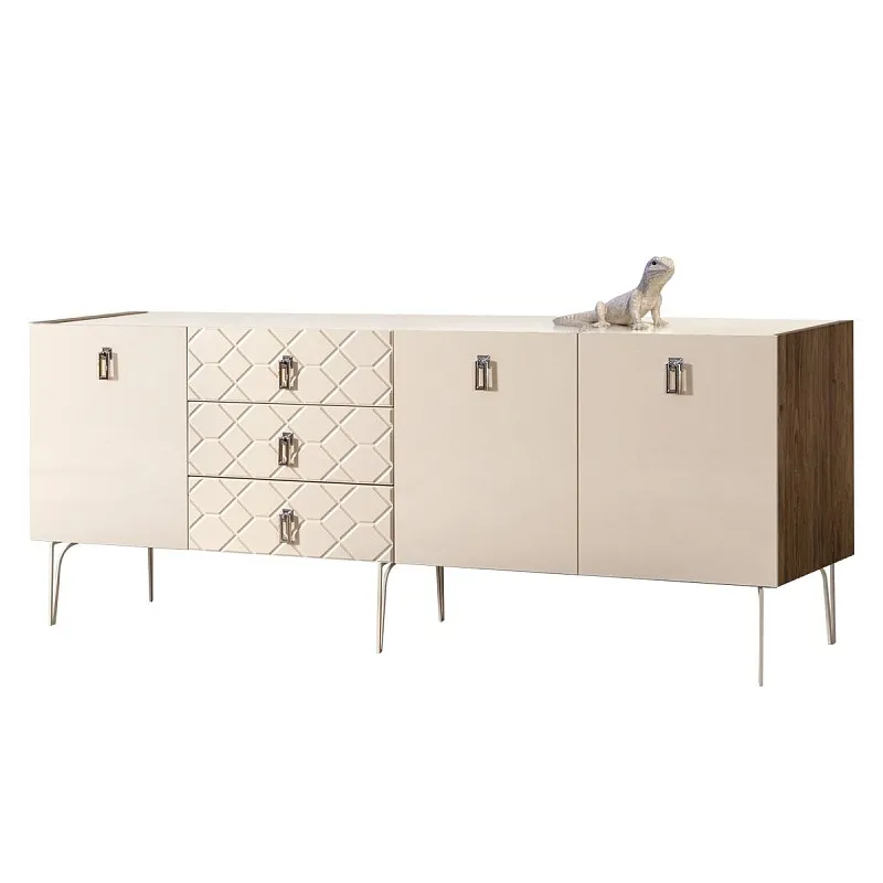 Комод 2.1м Bogemia Woodline Fa (Слоновая кость) (Lakobel/Хром) БМКМ-5