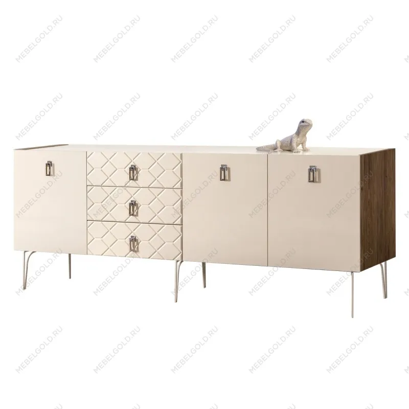 Комод 2.1м Bogemia Woodline Fa (Слоновая кость) (Lakobel/Хром) БМКМ-5