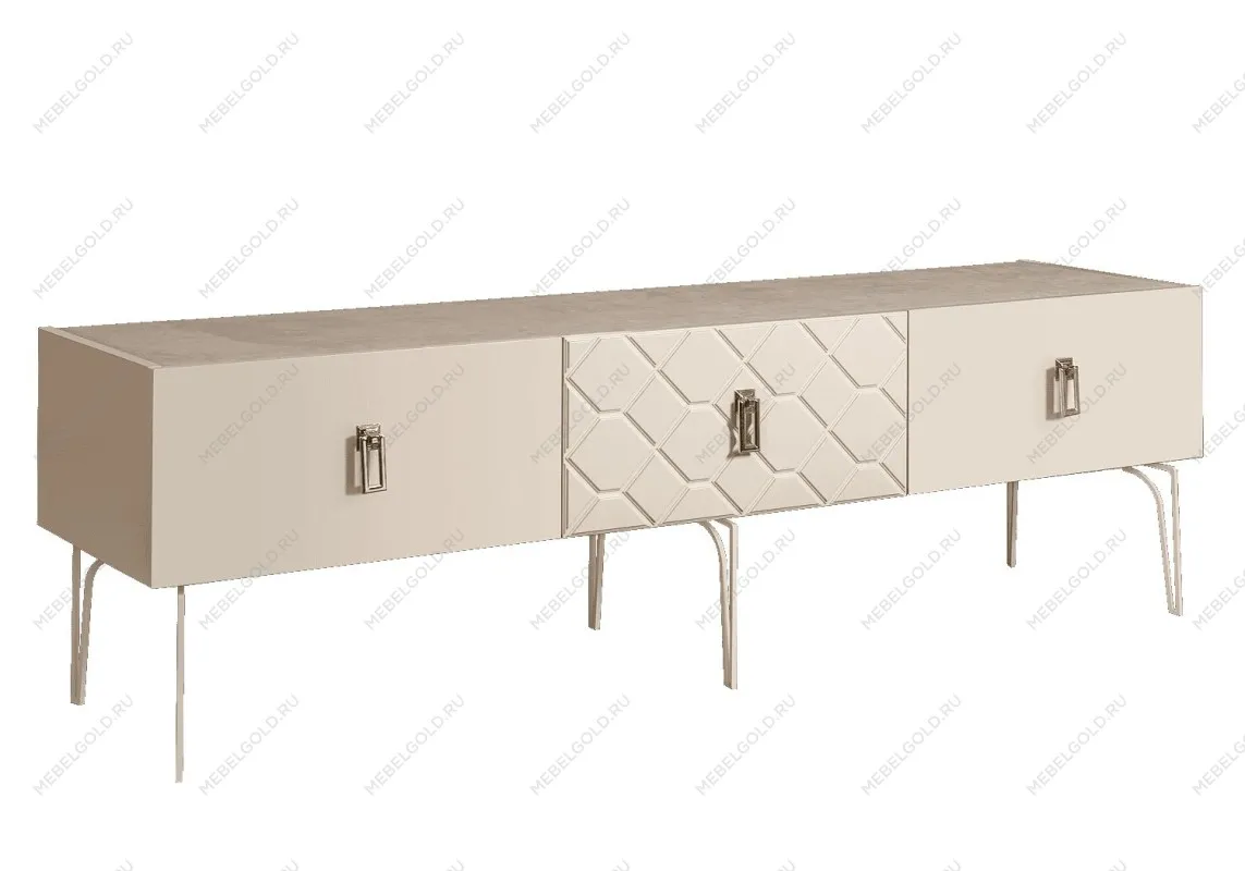 Тумба под телевизор 1.6м Bogemia Farfalle (Слоновая кость) (Novabuk/Хром) БМТ-1(Fa)[10]