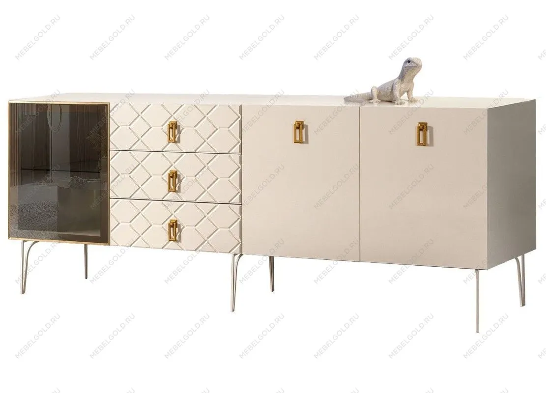 Комод 2.1м Bogemia Farfalle (Слоновая кость) (Lakobel/Золото) БМКМ-5(Fa)[4]