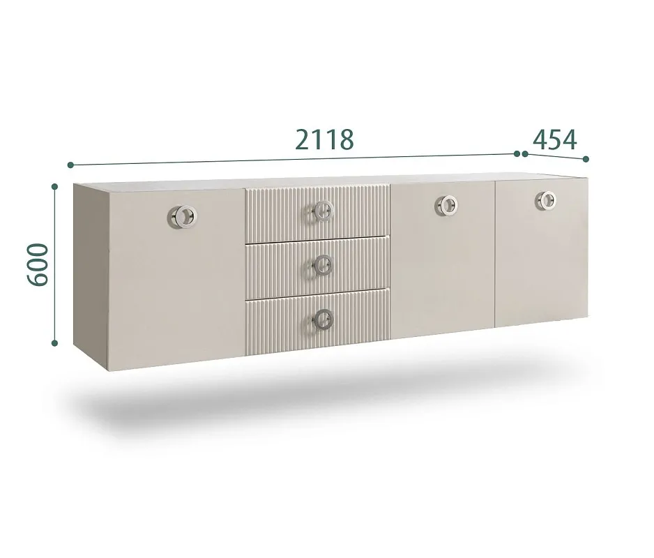Комод 2.1м Bogemia Fly Fillini (Шелк) (Novabuk/Хром) БМКМ-5