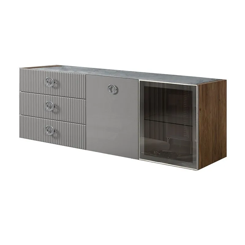 Комод 1.6м Bogemia Woodline Fly Fi (Серый) (Novabuk/Хром) БМКМ-4[5][10]