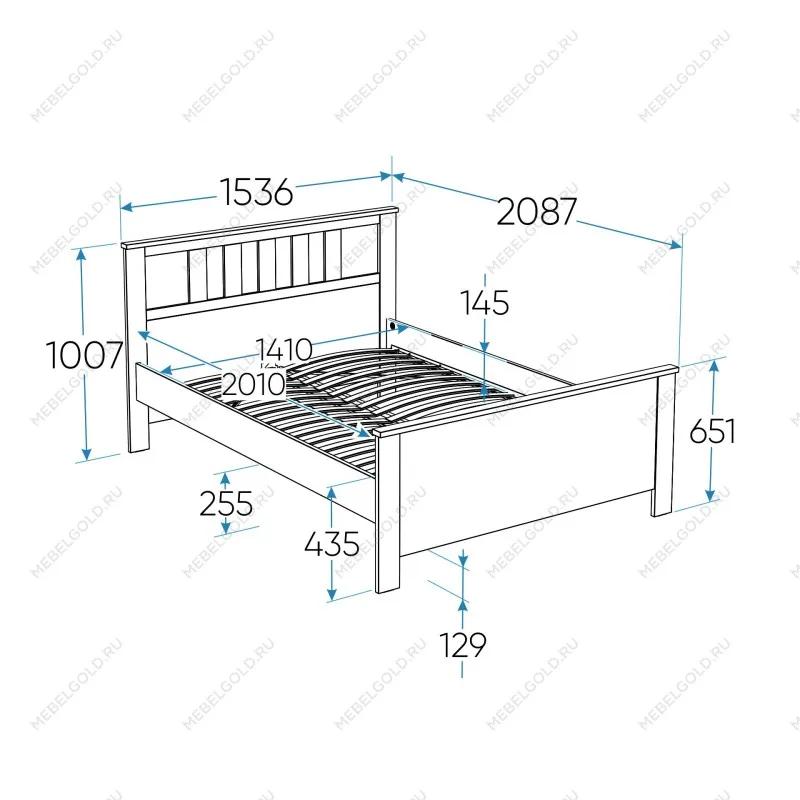 Кровать двуспальная Сага, 140х200 см, белая | изображение 11