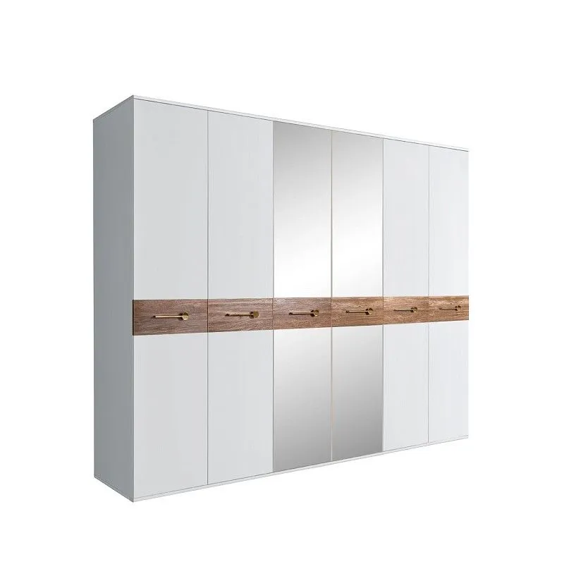 Шкаф 6-ти дв. с зеркалами Bogemia Wood Wo (Белый/Золото) БМШ1/6(Wo)