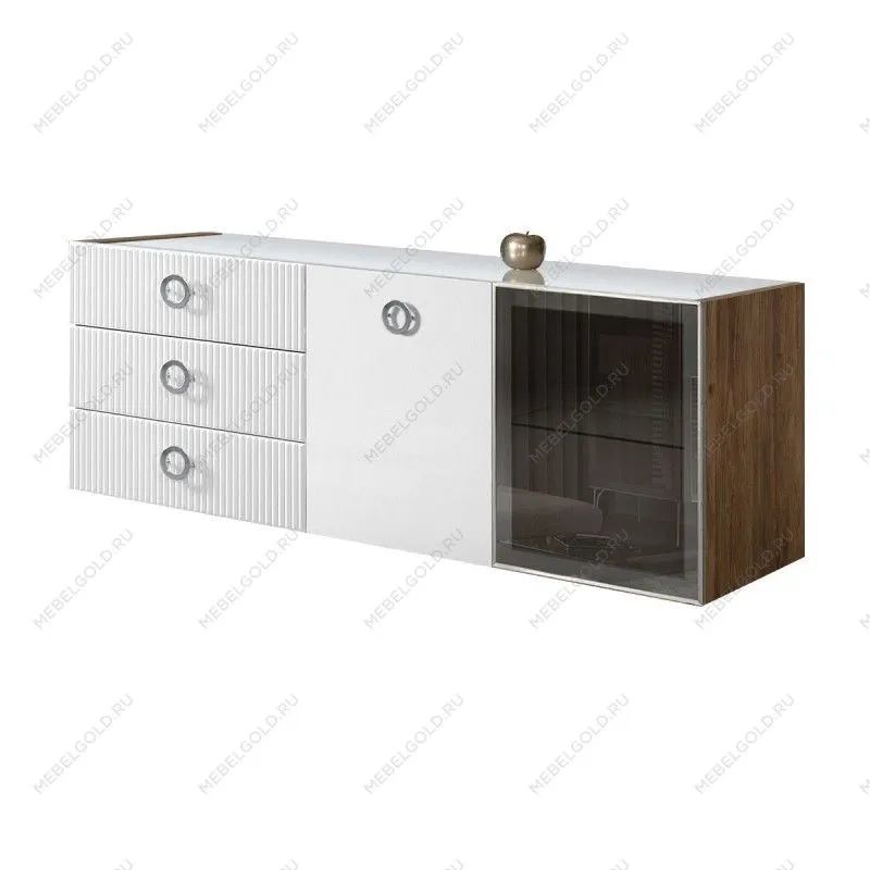 Комод 1.6м Bogemia Woodline Fly Fi (Белый) (Lakobel/Хром) БМКМ-4[5][10]